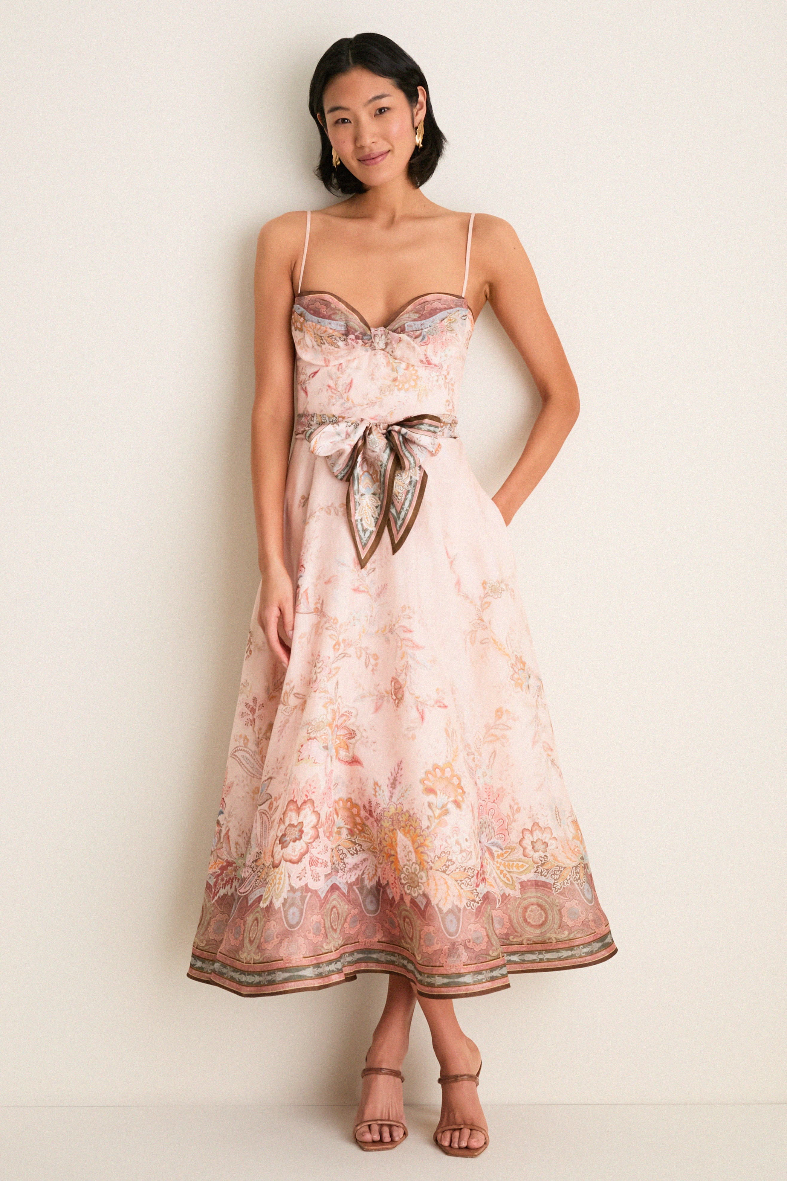 Pink Paisley Alchemy Structured Midi Dress | Tuckernuck (US)