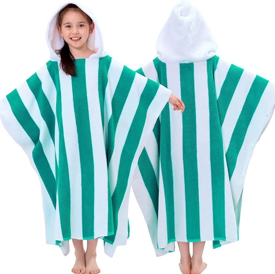 Terry Cloth Hooded Towel Poncho for Boys| Girls | Teens (8-16Years), 100% Cotton Thick Soft Absor... | Amazon (US)