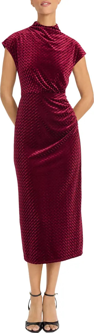 Maggy London Cap Sleeve Textured Velvet Midi Dress | Nordstrom | Nordstrom