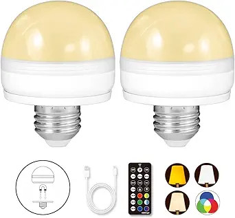 BLUEYE Rechargeable Battery Operated Light Bulb,2Packs,300LM,40W Equivalent,E26 Detachable Chargi... | Amazon (US)