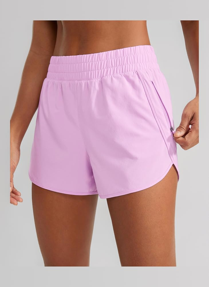 CRZ YOGA Women's High Waist Running Shorts - 3'' Mesh Liner Quick Dry Athletic Gym Workout Shorts... | Amazon (UK)