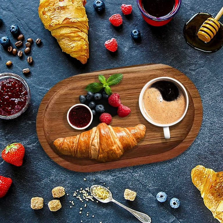 Luoshdecor Small Wooden Tray,4.7x7.9 in Oval Wood Serving Trays for Coffee Tables, Dessert, Snack... | Walmart (US)