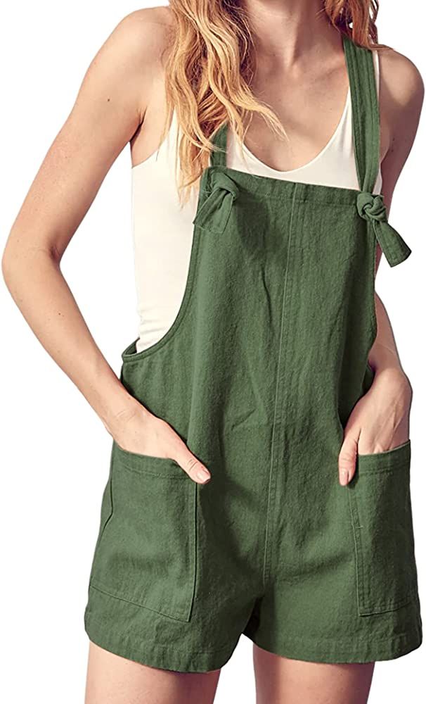 Women's Overalls Shorts Casual Rompers Summer Clothes Cotton Linen Bib Shortalls Fashion Jumpsuit... | Amazon (US)