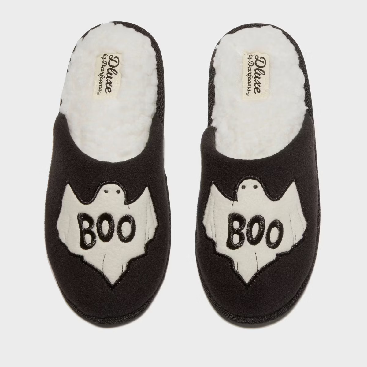 dluxe by dearfoams Women's Halloween Ghost Slippers - Black | Target