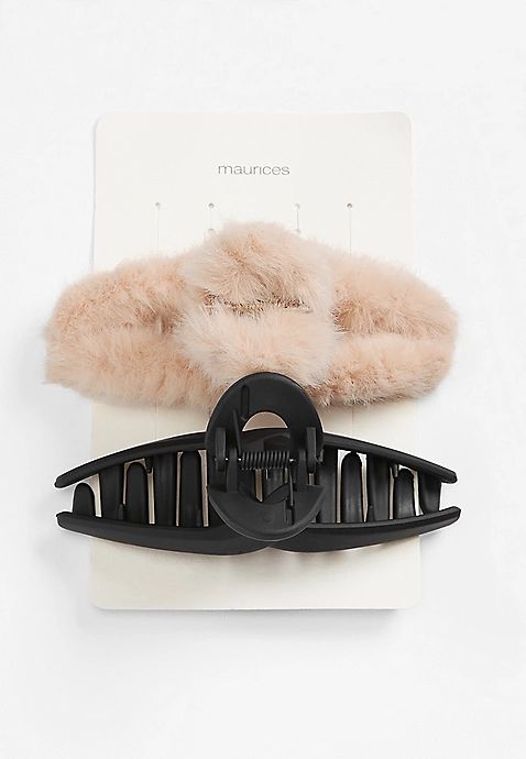 2 Pack Faux Fur Butterfly Hair Clips | Maurices