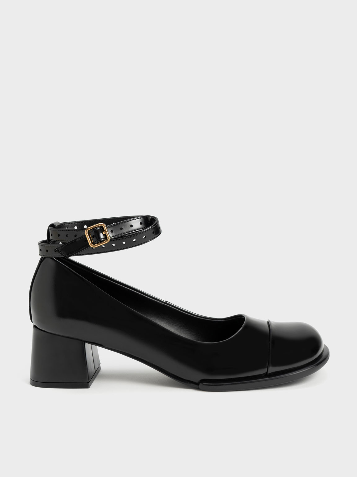 Black Tubular Ankle-Strap Pumps | CHARLES &amp; KEITH | Charles & Keith US