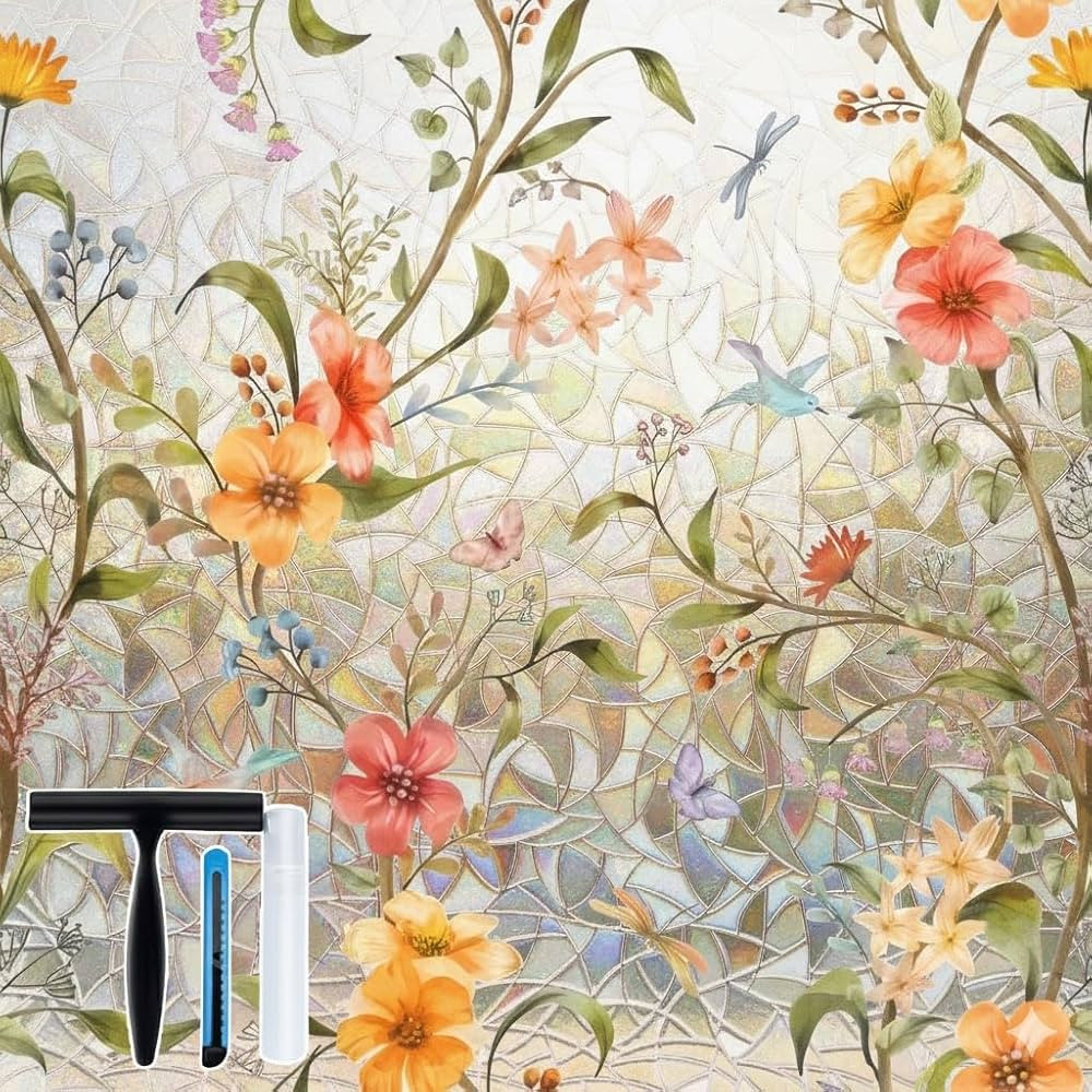 Volcanics Stained Glass Window Film with Installation Tools, Rainbow Window Privacy Film, Decorat... | Amazon (CA)