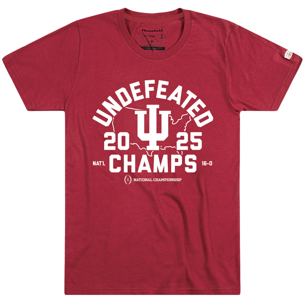 Men's Homefield Crimson Indiana Hoosiers College Football Playoff 2025 National Champions Undefeated T-Shirt | Fanatics