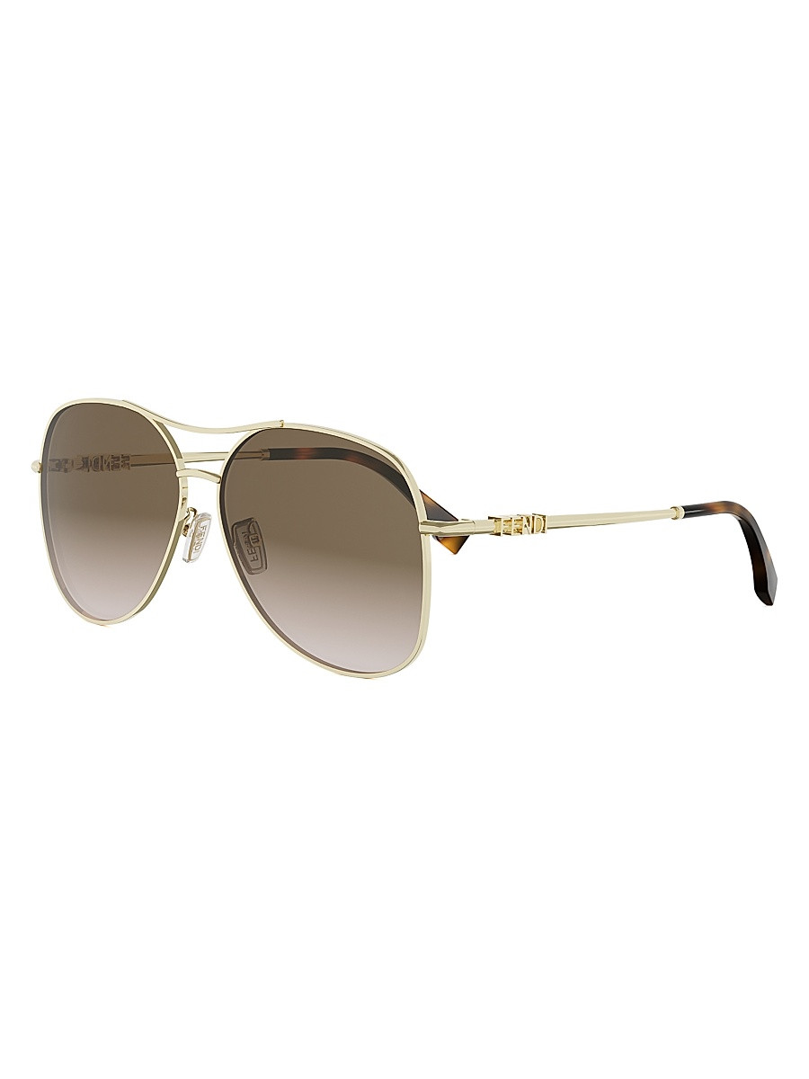 Women's Fendigraphy 61MM Pilot Sunglasses - Gold | Saks Fifth Avenue