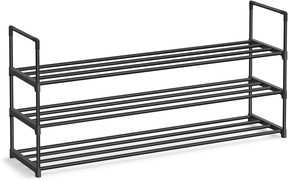 SONGMICS Shoe Rack, 3 Tier Shoe Organizer, Metal Shoe Storage Shelf for 18 Pairs of Shoes, Easy t... | Amazon (US)