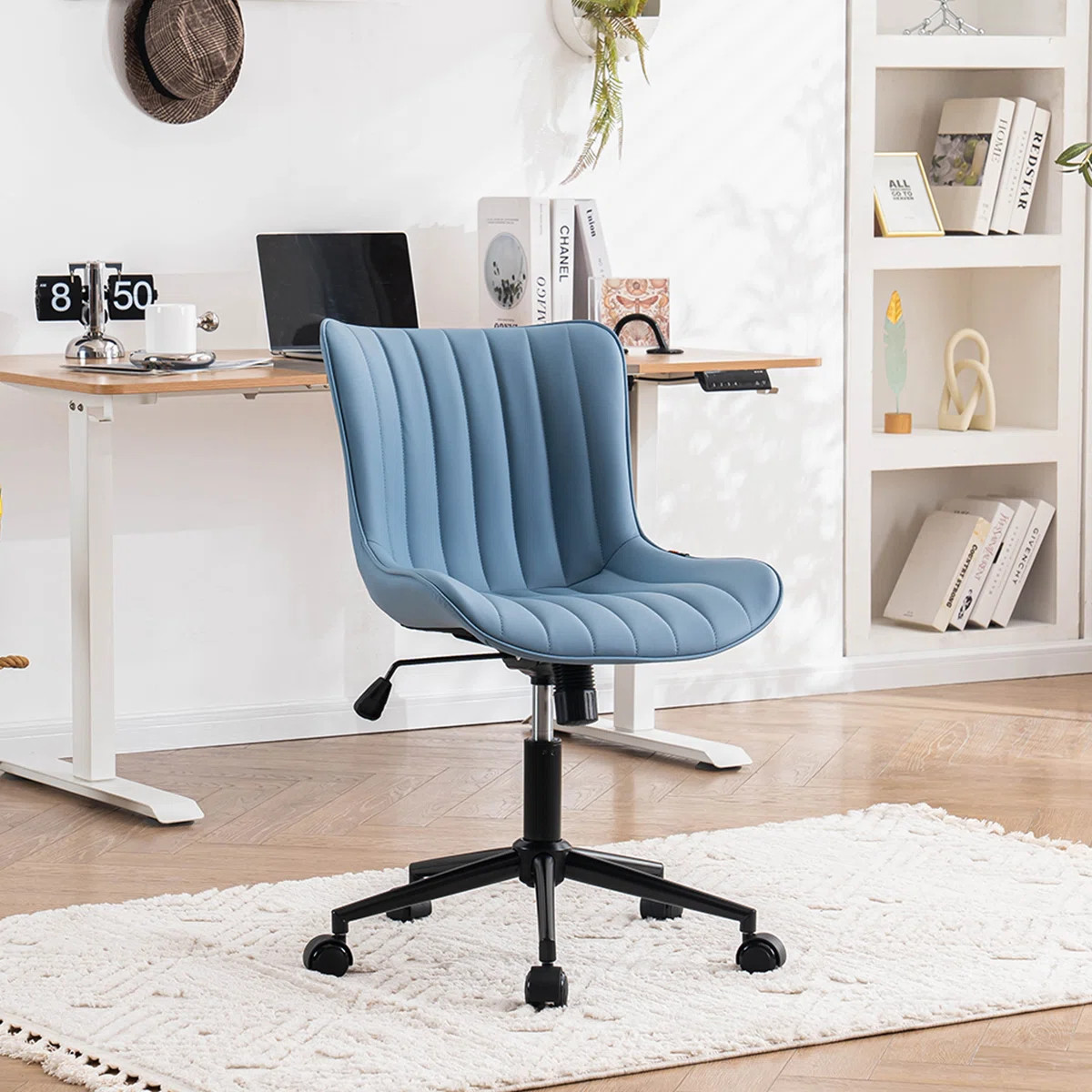 Brionni Leather Upholstered Office Desk Chair Swivel Task Chair Height Adjust Conference Chair | Wayfair North America