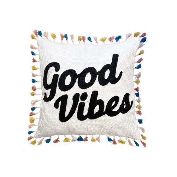 Back to School Good Vibes Decorative Throw Pillow, Square, 16" x 16", Ivory, 1pc | Walmart (US)