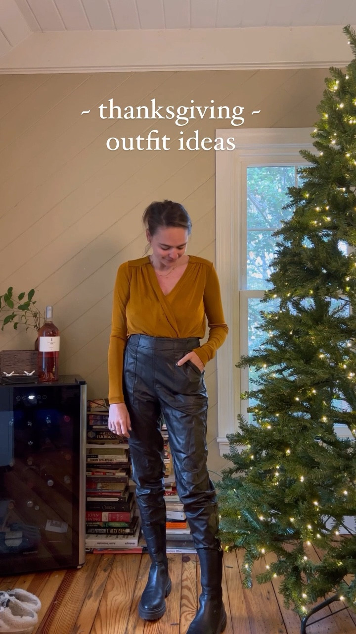 Thanksgiving outfit ideas. 

Thanksgiving look. Bodysuit. Amazon style. Amazon fashion. Spanx faux leather pants. Rebecca Piersol style. Holiday fashion. Holiday style. Everyday outfit ideas 

#LTKHoliday #LTKSeasonal #LTKstyletip