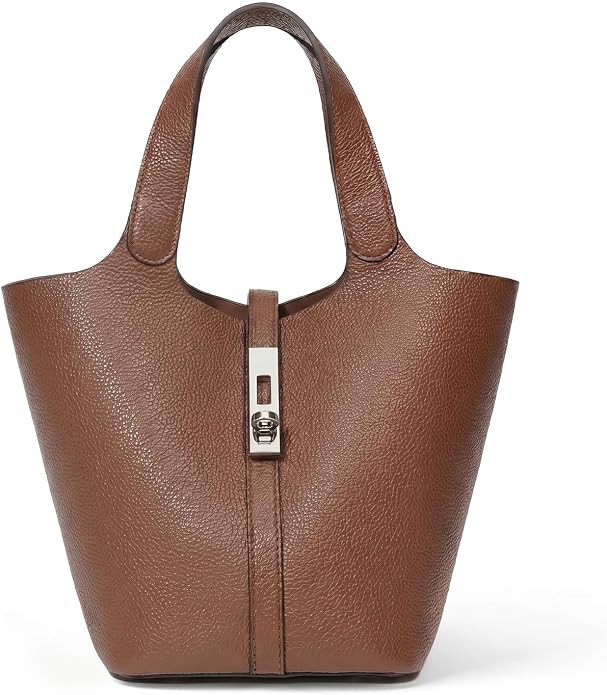 Tote Bag for Women Top Handle Handbag Satchel Bag for Women Vegan Leather Lock Design Bucket Purs... | Amazon (US)