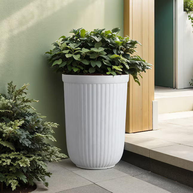 Origin 21 Round 14.8-in W x 22.01-in H x White Recycled plastic Contemporary/Modern Indoor/Outdoo... | Lowe's