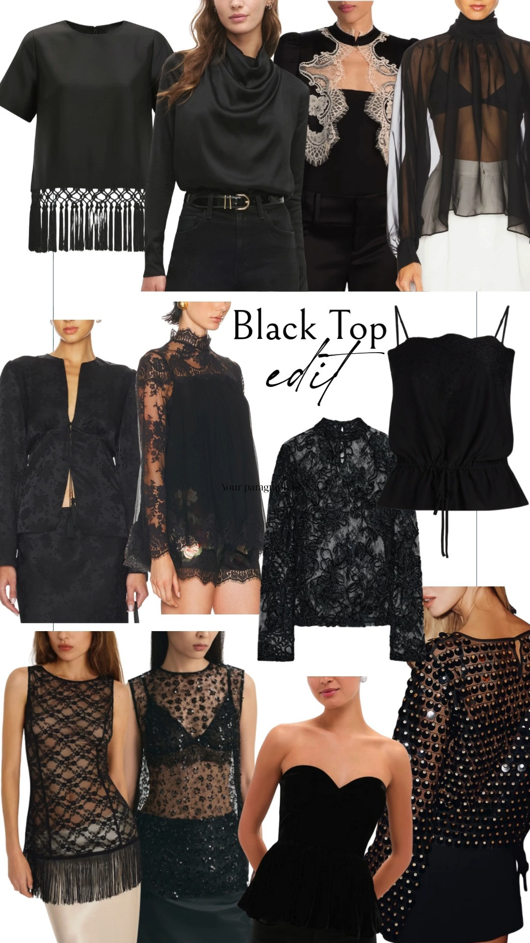 Black top edit! There are some gorgeous holiday-ready and winter styles out there with lace, sequins, velvet, sheer fabrics, fringe...a little something for everyone 🖤

black top, holiday top, party top, holiday tops, holiday outfits, holiday party outfits, winter going out top, winter night out top 

 #LTKHoliday #LTKSeasonal