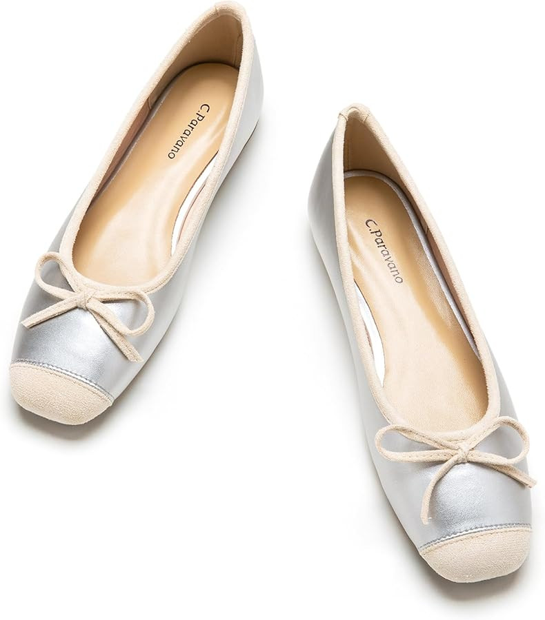 C.Paravano Ballet Flats | Square Toe Shoes | Bow Slip Ons | Ballet Shoes for Women | Dressy Flats... | Amazon (US)