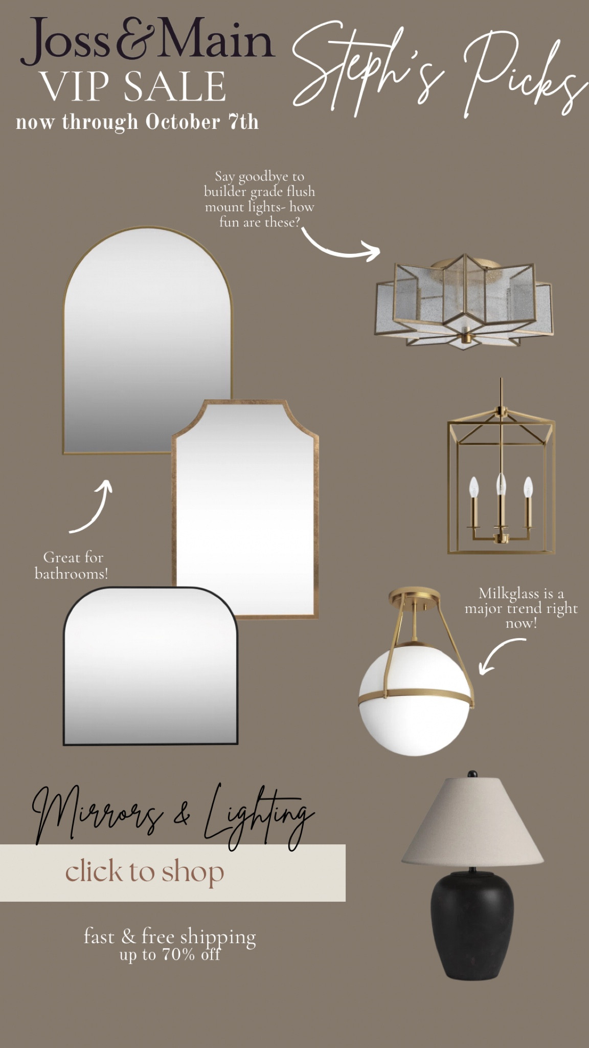 Mirrors & Lighting are easy and chic ways to add some interest to your home! Trust me, it’s time for an upgrade, but don’t worry- I did the shopping for you! #jossandmain #jossandmainpartner @jossandmain