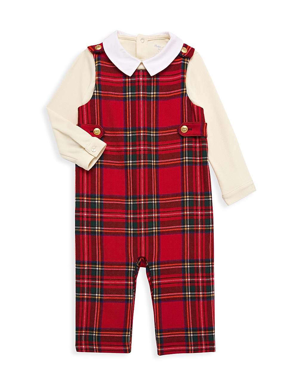 Baby Boy's Bodysuit & Plaid Overalls - Navy Red Green Multi - Size 12 Months | Saks Fifth Avenue