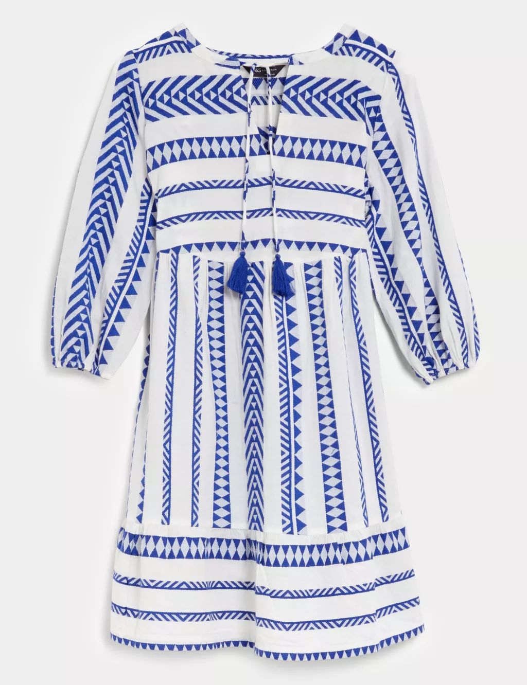 Cotton Rich Jacquard Mini Smock Beach Dress | Marks & Spencer (UK)
