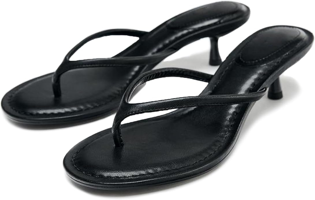 Lymphvity Open Round Toe Flip Flops for Women Kitten Heels Sandals Comfortable Summer Slip on Tho... | Amazon (US)