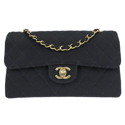 Chanel Black Cotton Small Classic Double Flap Shoulder Bag 135840 | eBay UK