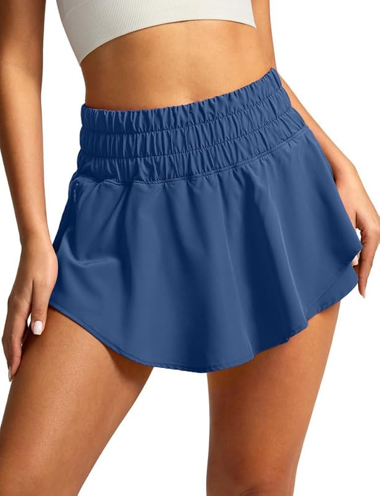 SANTINY Flowy Athletic Shorts for Women High Waisted Running Workout Shorts Ruffle Tennis Skirt S... | Amazon (US)