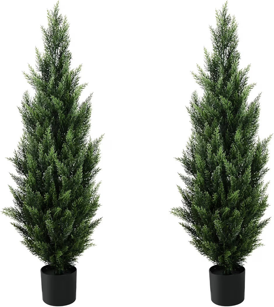4FT Artificial Topiary Tree Beautiful Realistic Faux Cedar Pines Christmas Trees UV Rated Fake Sh... | Amazon (US)