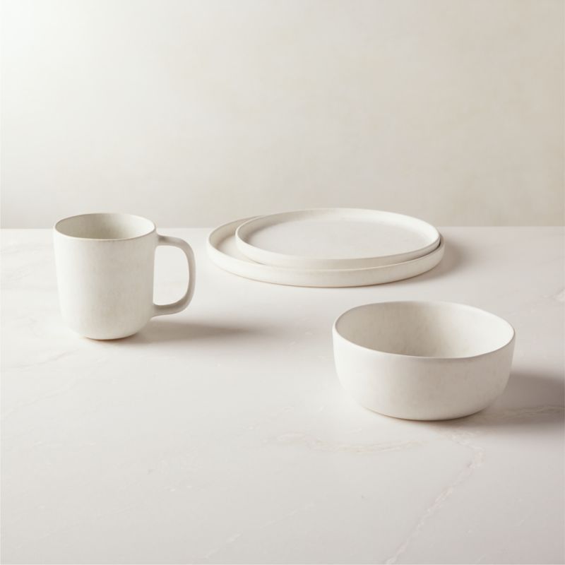 4-Piece Drift Reactive Ivory Place Setting with Soup Bowl + Reviews | CB2 | CB2