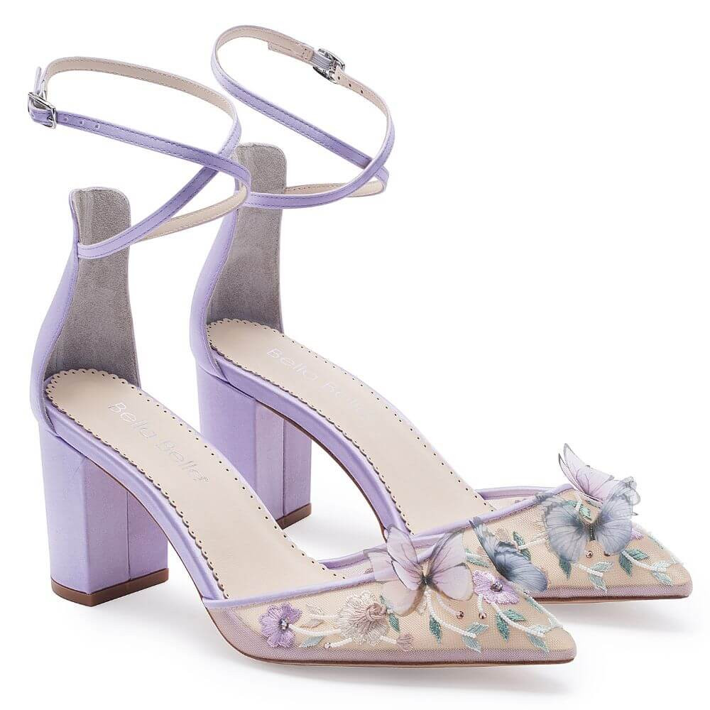 Lavender Butterfly Block Heels | Bella Belle Shoes