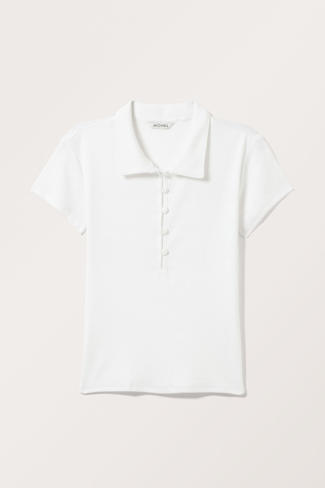 Ribbed Short Sleeve Polo Top - White | Monki