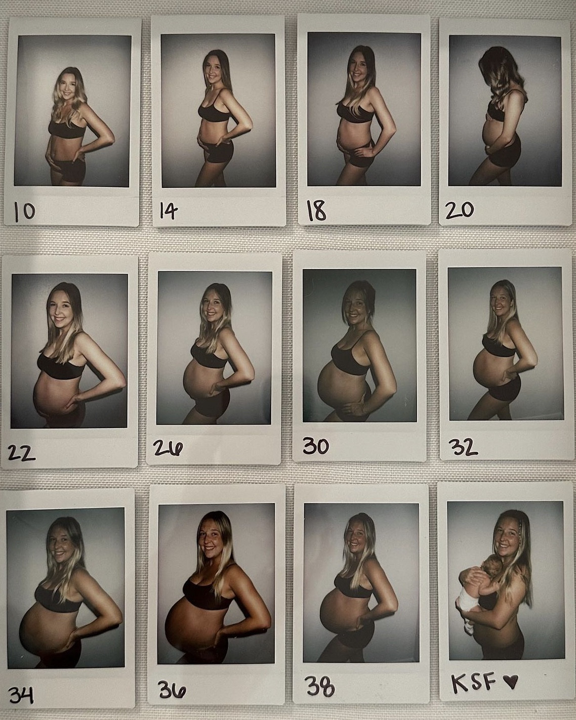 pregnancy polaroids 🤍 I loved documenting my pregnancy this way! I wore the matching black set from Skims below and took these on my Polaroid camera every few weeks. I purchased a shadow box to display the pictures in and it looks so perfect hanging in our home! I love this project so much🥹✨👶🏻 maternity pictures, matching set, pregnancy

#LTKHome #LTKBump #LTKBaby