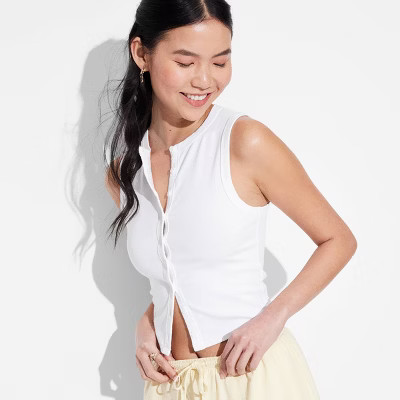 Women's Button-Front Tank Top - Wild Fable™ White M | Target