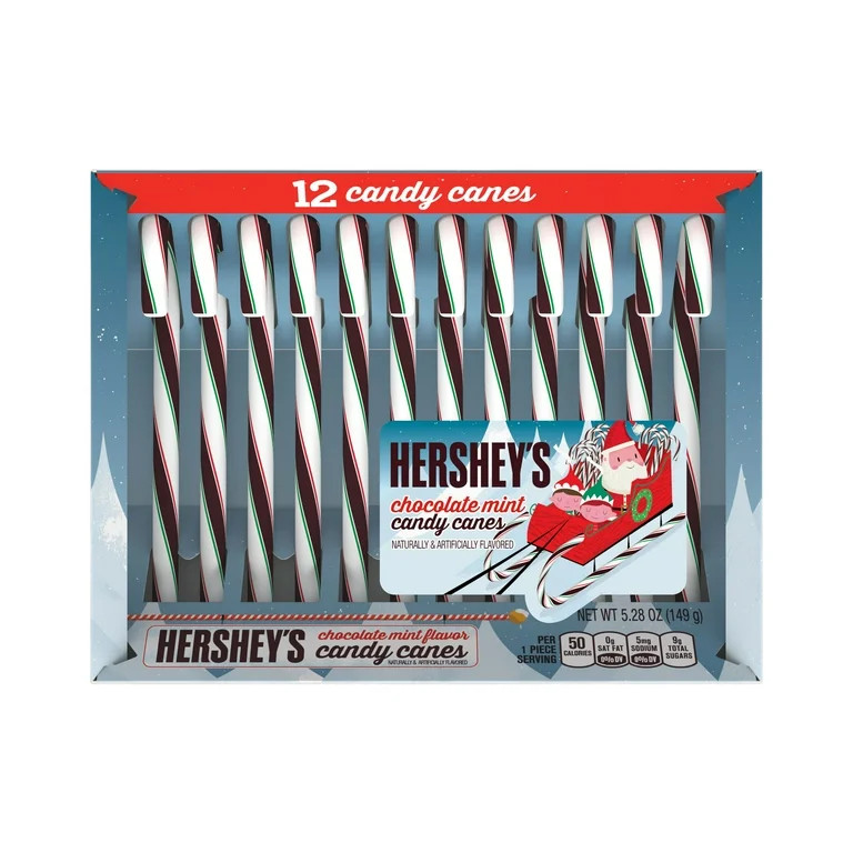 Hershey's Chocolate Mint Flavor Candy Cane, Holiday Box, 12 Ct., 5.28 Oz. | Walmart (US)