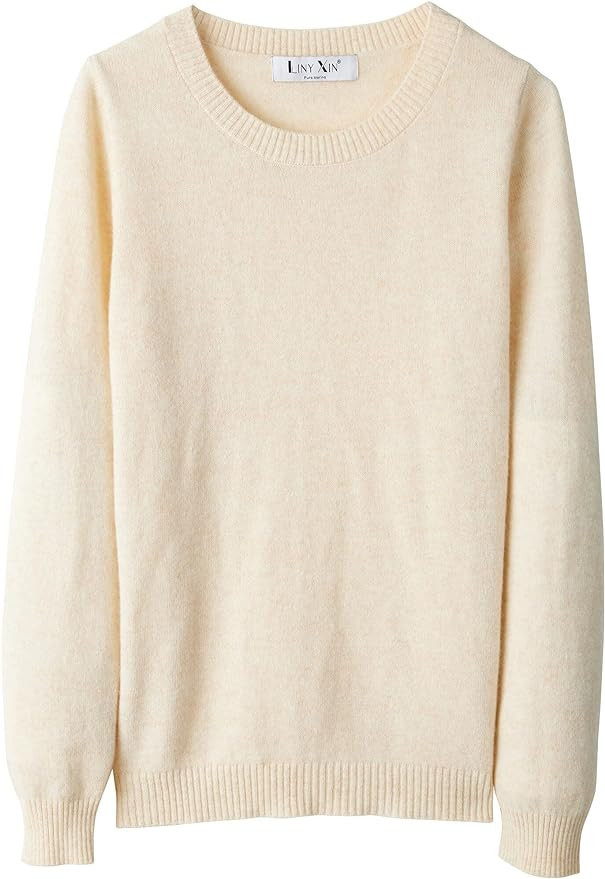 LINY XIN 100% Merino Wool Sweater Women Fall Winter Warm Soft Lightweight Knitted Pullover Crewne... | Amazon (US)