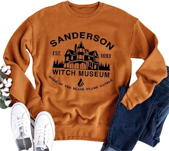 Women's Sanderson Witch Museum Sweatshirt Tops Vintage Witches Graphic Fleece Shirts Sanderson Si... | Amazon (US)