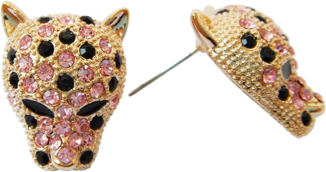 Navachi 18k Gold Plated Multi-color Crystal Leopard Head Ear Stud Earrings | Amazon (US)