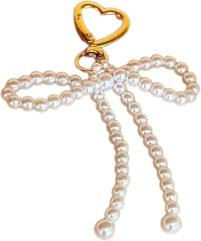 Fashion Pearl Bowknot Heart Keychain Pendant Fashion Hanging Ornament Pendant Keyring Backpack De... | Amazon (US)
