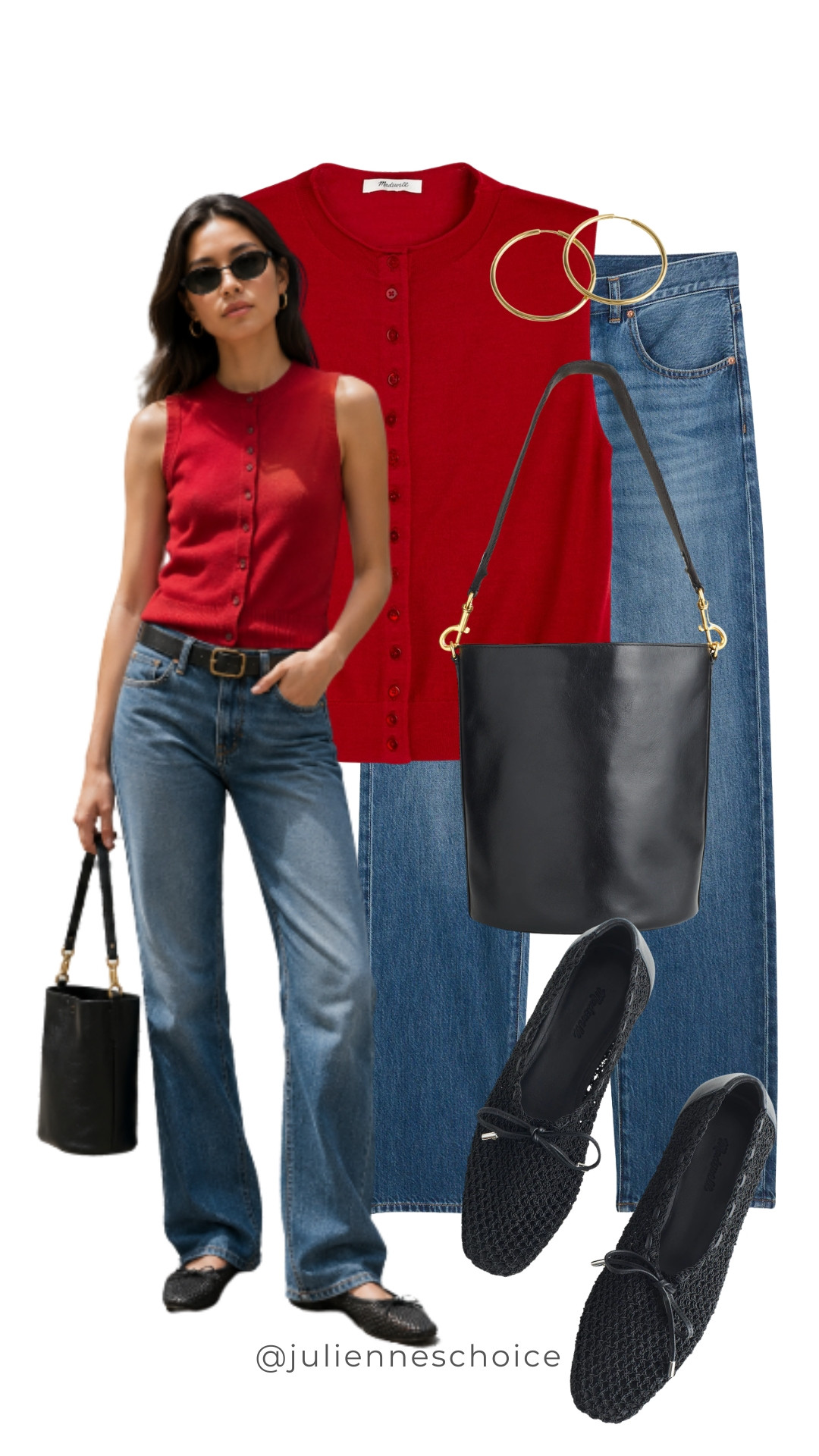 Straight-leg jeans on repeat. 👖

Easy summer styling with chocolate brown, a pop of red, creamy neutrals, and simple accessories.

Classic denim, but each look feels completely different.✨julienneschoice  

#StraightLegJeans #DenimOutfit #JeansOutfit #SummerStyle #SummerOutfits #EverydayStyle 

 #LTKxMadewell #LTKootd #LTKSeasonal