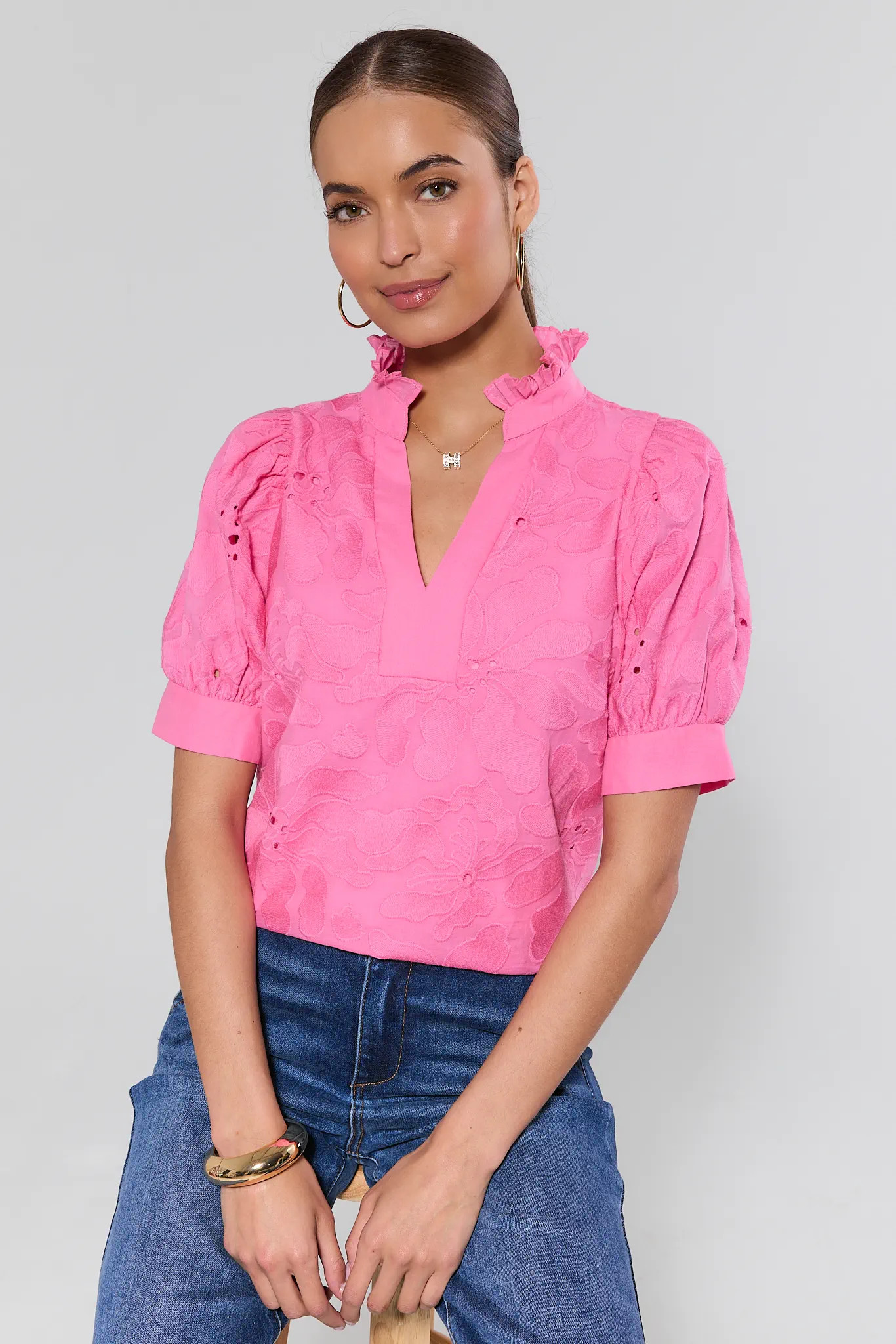 Elsa Pink Eyelet Top | Avara