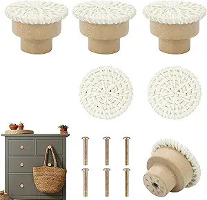 Boho Rattan Dresser Knobs for Girls Kitchen Cabinet knobs and pulls Wicker Woven Decorative Dress... | Amazon (US)