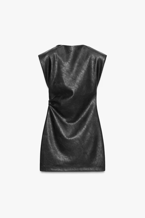 FAUX LEATHER SHORT DRESS WITH SHOULDER PADS | Zara US