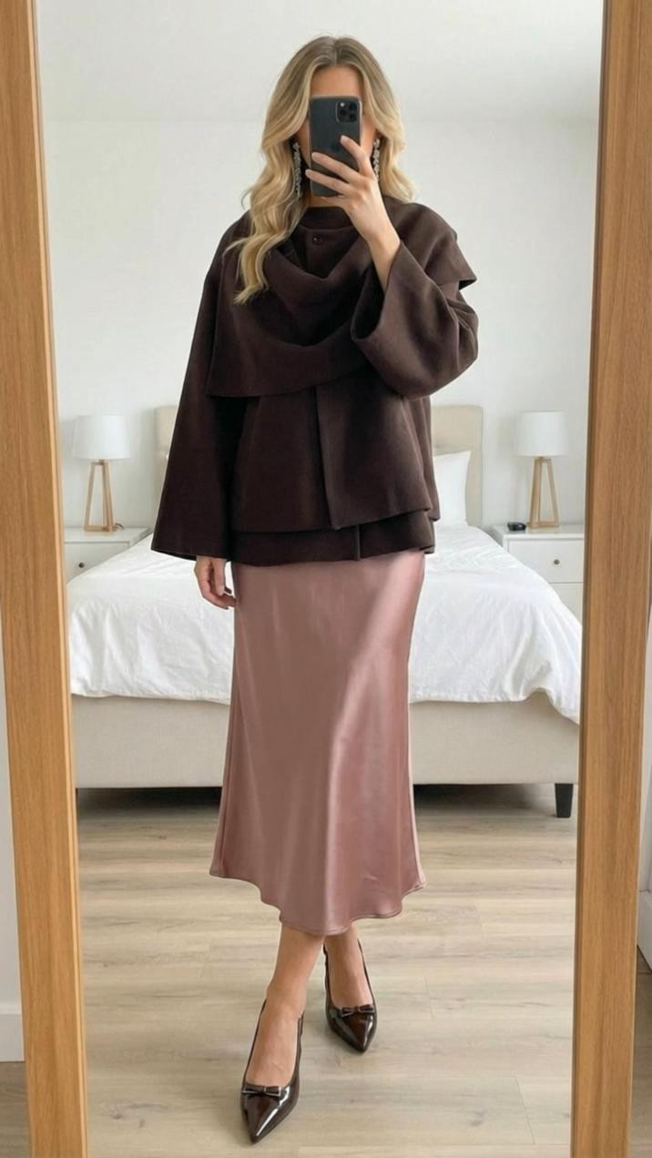 SAVE this winter outfit idea 💗❄️
Brown coat + pink satin maxi skirt = the soft feminine winter look everyone will be wearing.
It’s warm, elegant, and feels way more expensive than it is. Perfect for holiday events, date nights, brunch, even the office if you want a little glam in your 9-5 ✨
Pin it to your Winter Capsule → neutrals + one pop of pink = instant chic. 👜✨
Keywords: winter outfit inspo, brown coat outfit, pink satin skirt, winter capsule wardrobe, cozy luxe style, feminine winter fashion, holiday outfit ideas, Amazon fashion finds, elevated basics, chic winter streetstyle

#LTKOver40 #LTKSaleAlert #LTKdayinmylife