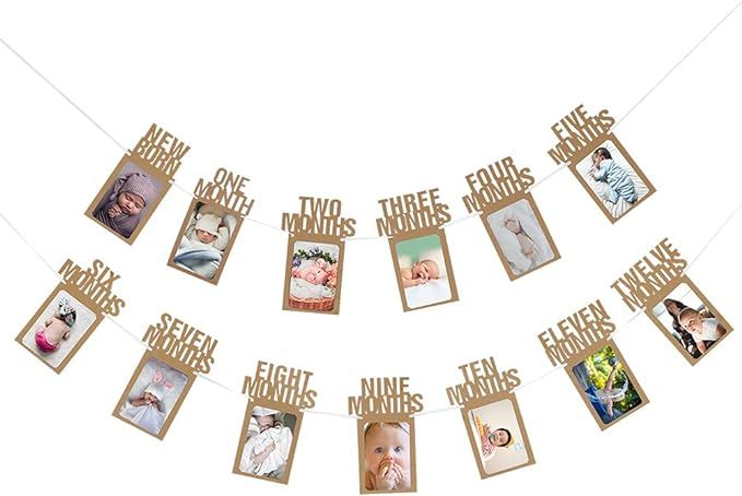 1st Birthday Baby Photo Banner for Newborn 1 to 12 months, Monthly Photograph Bunting Garland, Fi... | Amazon (US)