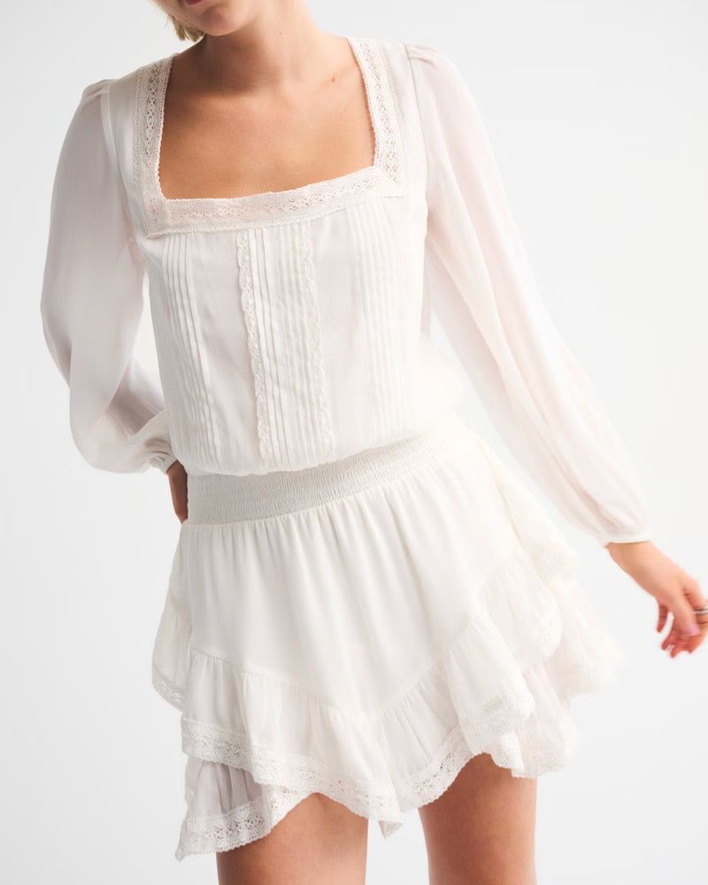 Long-Sleeve Ruffle Easy Waist Skort | Abercrombie & Fitch (US)