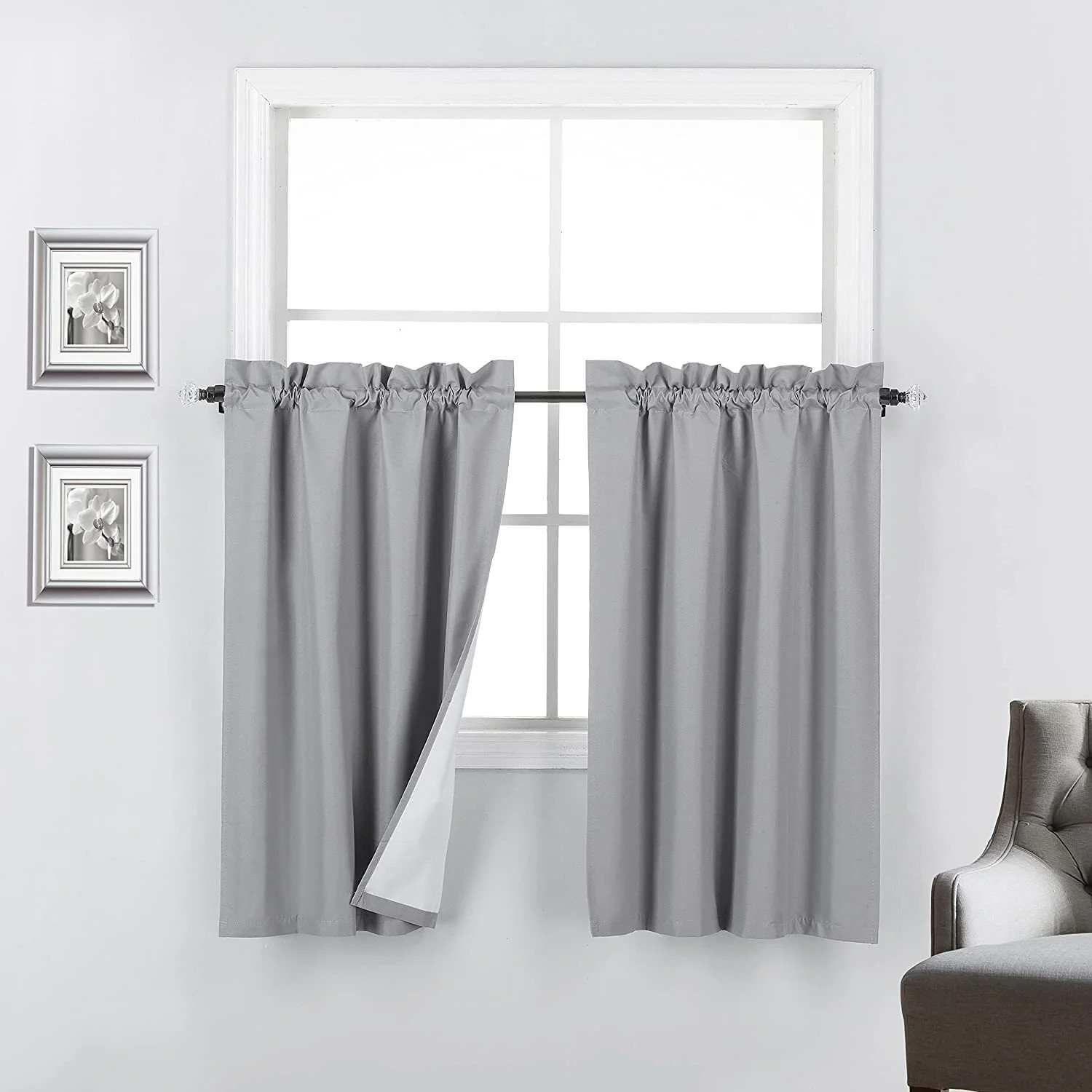 100% Blackout Curtain Tiers for Kitchen - Window Treatment Home Décor Small Panels for Half Wind... | Walmart (US)