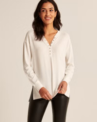 Cozy Oversized Boyfriend Henley | Abercrombie & Fitch (US)