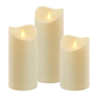 LUMABASE Battery Operated LED Resin Candles with Moving Flame (set of 3) 23403 - The Home Depot | The Home Depot