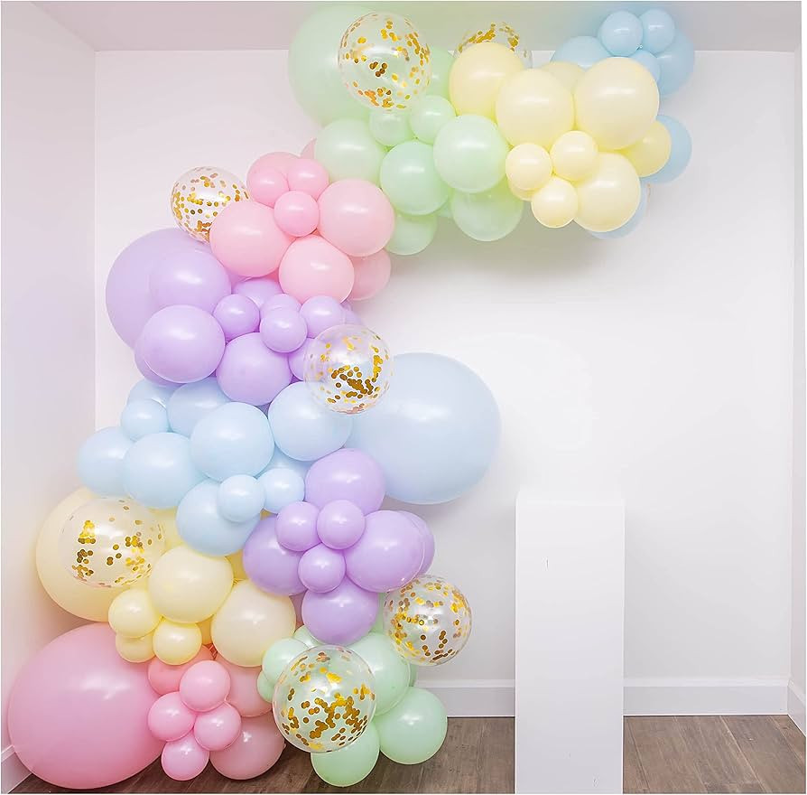 SHIMMER & CONFETTI Premium 16-Foot Pastel Balloon Arch Garland Kit - Rainbow Balloon Arch Kit - I... | Amazon (US)