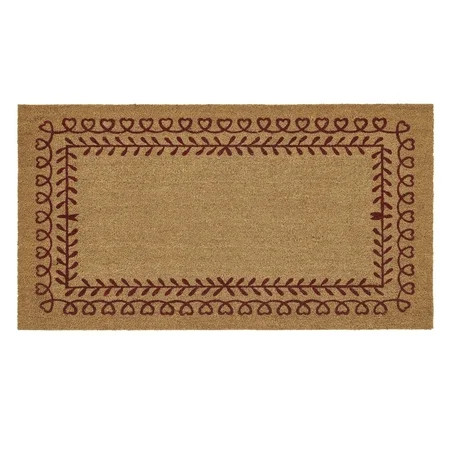 My Texas House Natural/Red Heart Scribbles Outdoor Coir Doormat, 30" x 48" | Walmart (US)